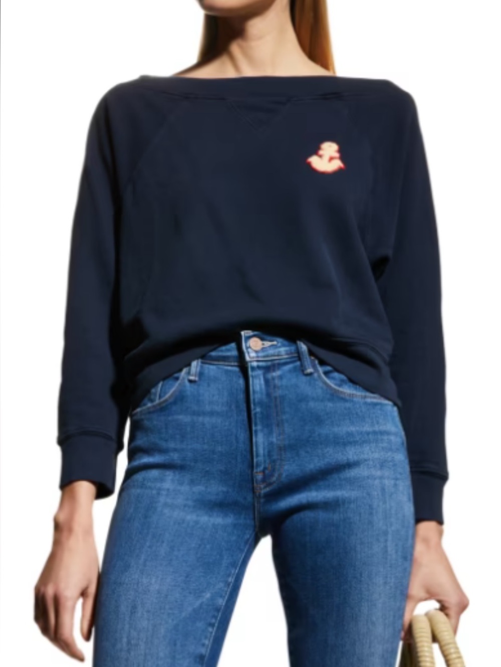 MOTHER The Boatneck Square Off Shoulder Sweatshirt Size XS